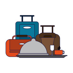 Hotel luggage and restaurant symbol