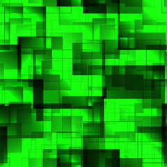 Pattern of green tiles and squares with shadow and volume.