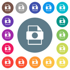 Certificate file flat white icons on round color backgrounds