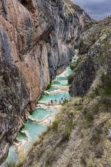 Millpu Lagoon, a series of stunning natural turqoise pools, near the city of Ayacucho, Peru