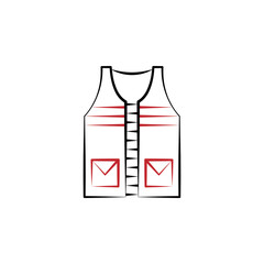 Camping, fishing vest 2 colored line icon. Simple hand drawn color element illustration. Camping, fishing vest outline symbol design from camping set