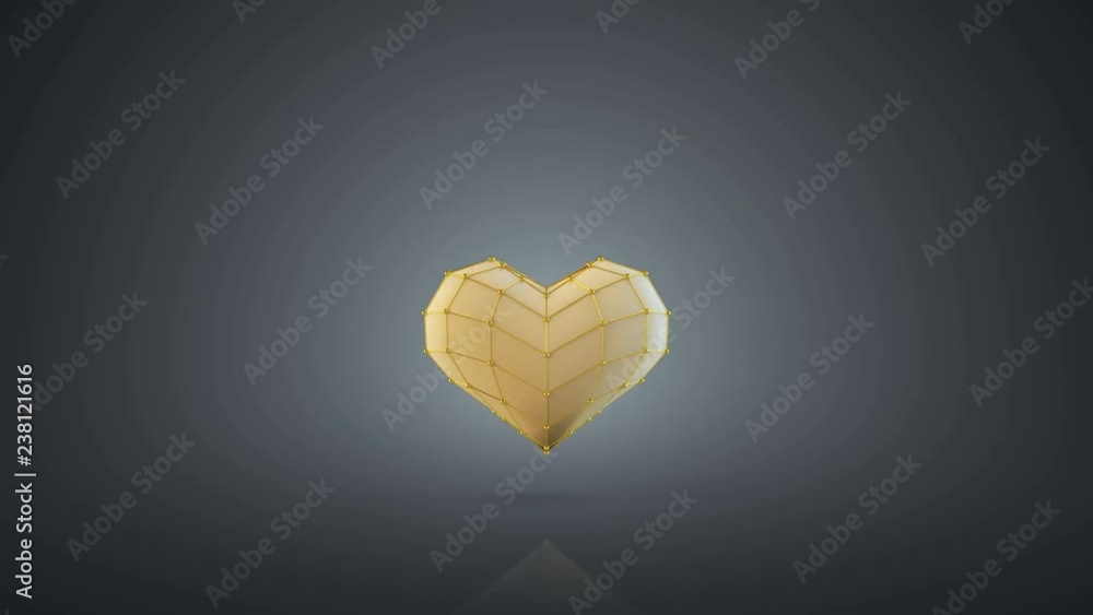 Poster jumping heart shape. valentines day concept. 3d render. seamless loop animation 4k uhd 3840x2160