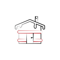 New year trip, cabin 2 colored line icon. Simple hand drawn color element illustration. cabin outline symbol design from camping set New year trip