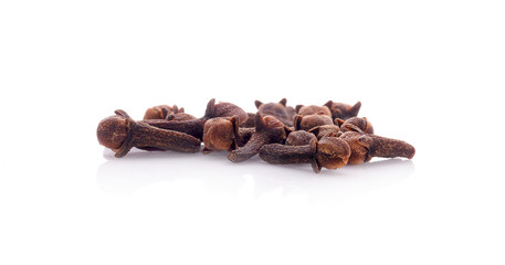 dry cloves on white background