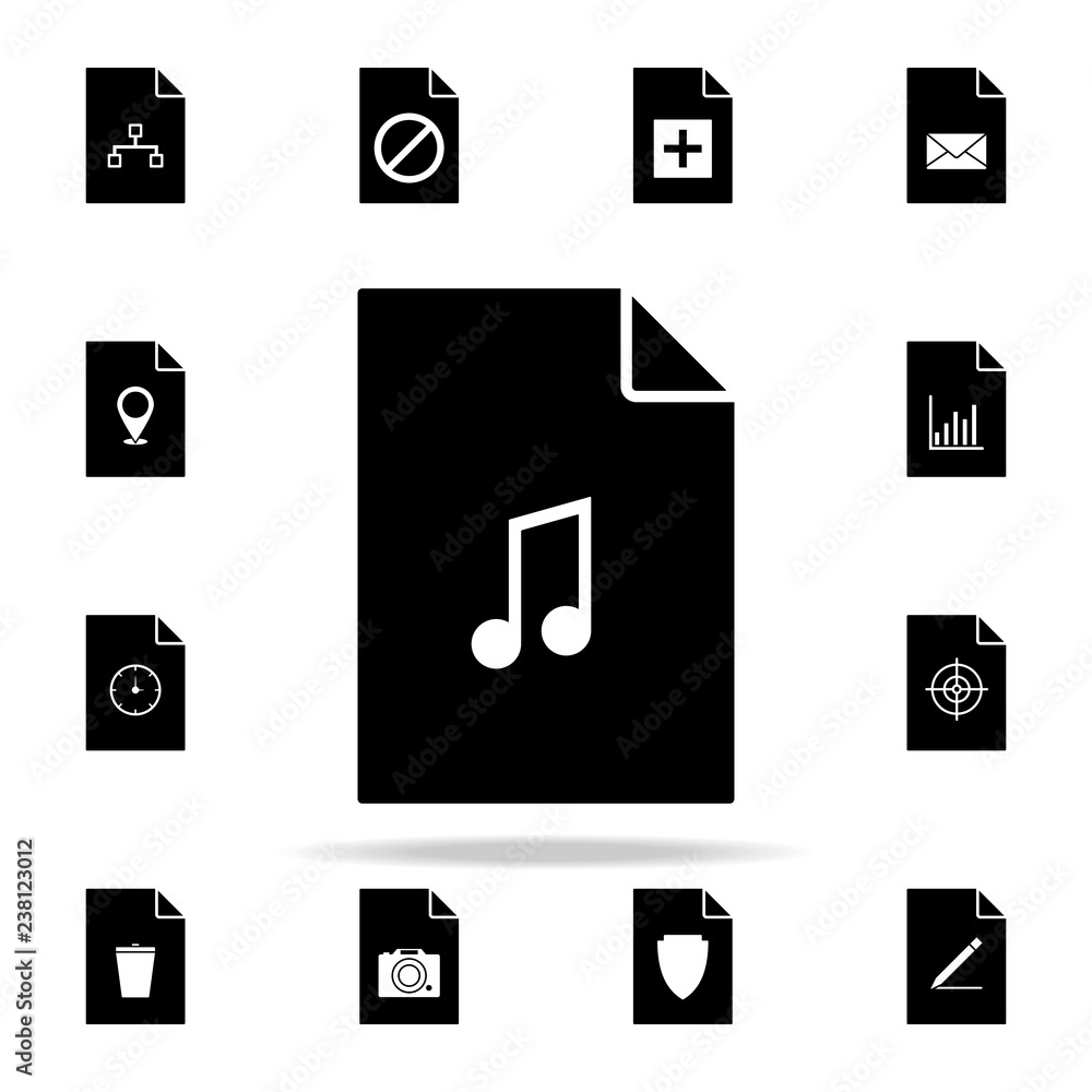 Poster musical note on document icon. file and documents icons universal set for web and mobile
