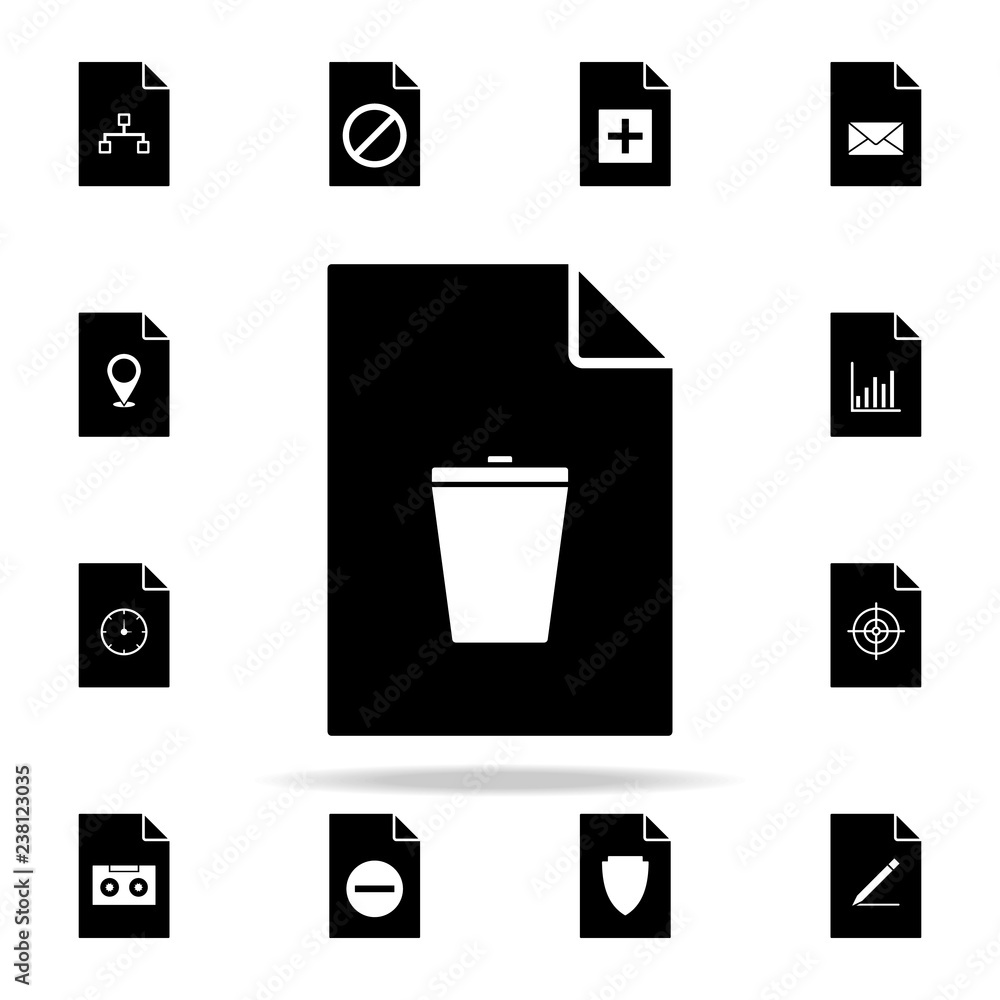 Poster trash box on document icon. file and documents icons universal set for web and mobile