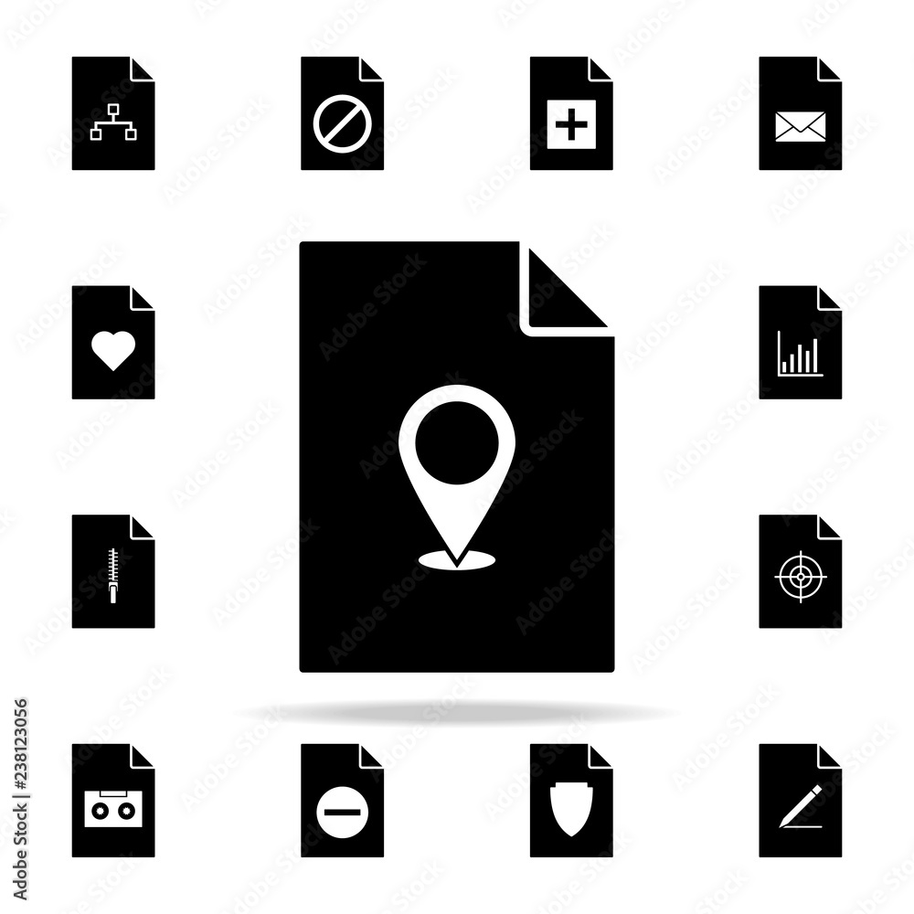 Poster pin on document icon. file and documents icons universal set for web and mobile