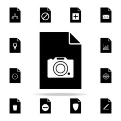 camera on document icon. File and documents icons universal set for web and mobile