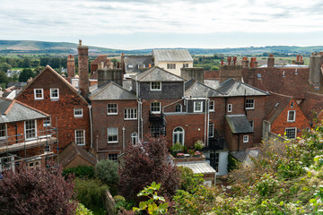 House and the city around and outside of Lewes Castle, East Sussex, Barbican House Lewes England. The old vintage historical city town for visit, traveler and sightseeing.