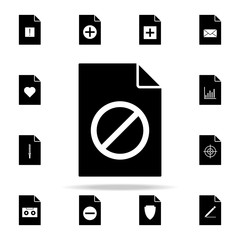 forbidden on document icon. File and documents icons universal set for web and mobile