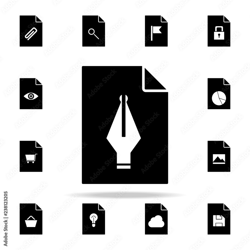 Poster ink pen on document icon. file and documents icons universal set for web and mobile