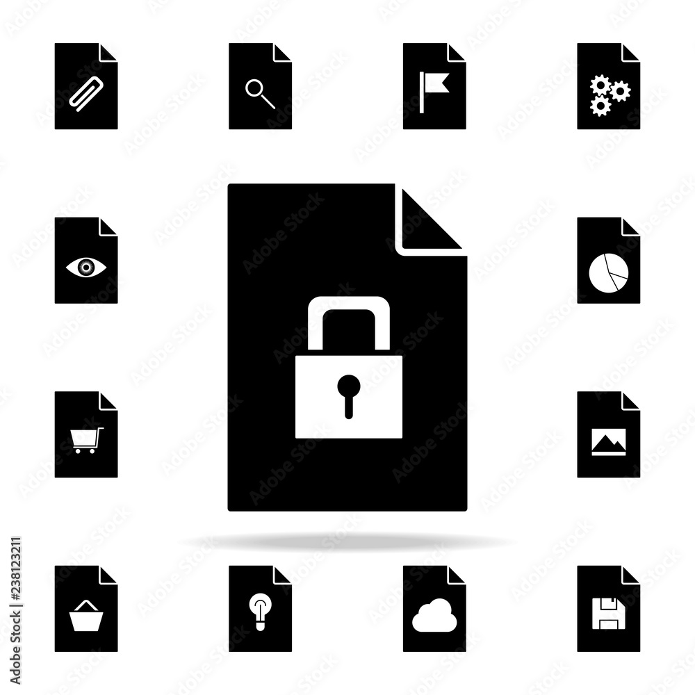 Poster lock on document icon. file and documents icons universal set for web and mobile