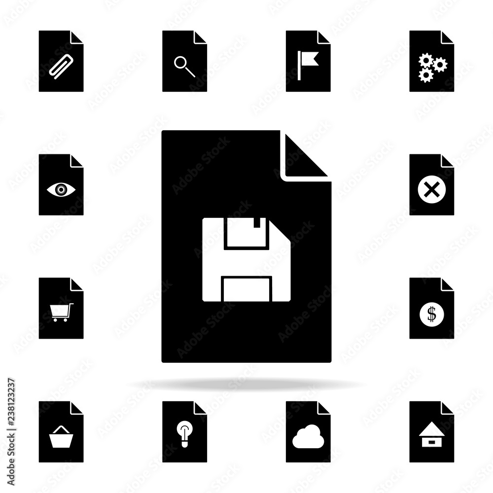 Poster floppy disk on document icon. file and documents icons universal set for web and mobile