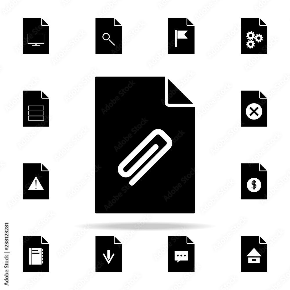 Poster paper clip on document icon. file and documents icons universal set for web and mobile