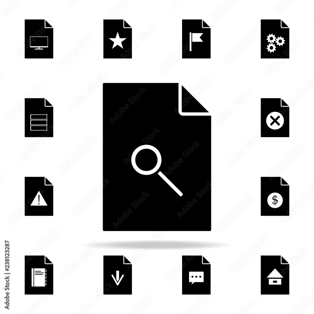 Poster magnifier on document icon. file and documents icons universal set for web and mobile