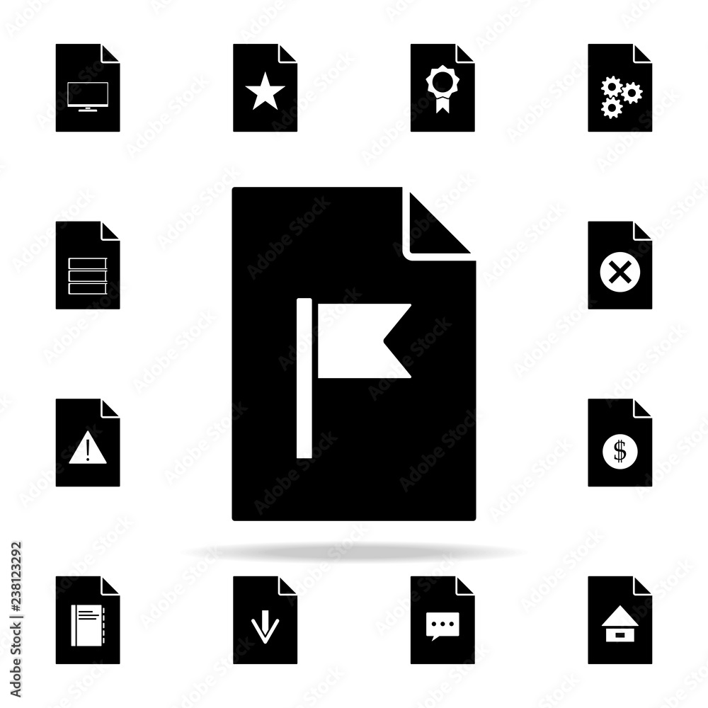 Aufkleber flag on document icon. file and documents icons universal set for web and mobile
