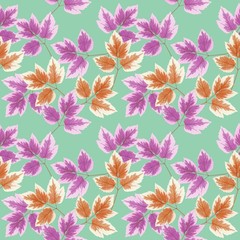 Maple leaf. Seamless pattern texture of flowers. Floral backgrou
