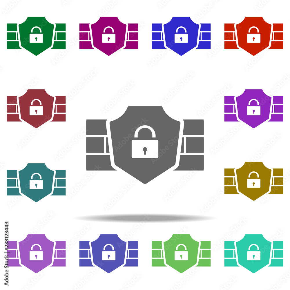 Poster firewall protection icon. elements of hacker in multi color style icons. simple icon for websites, w