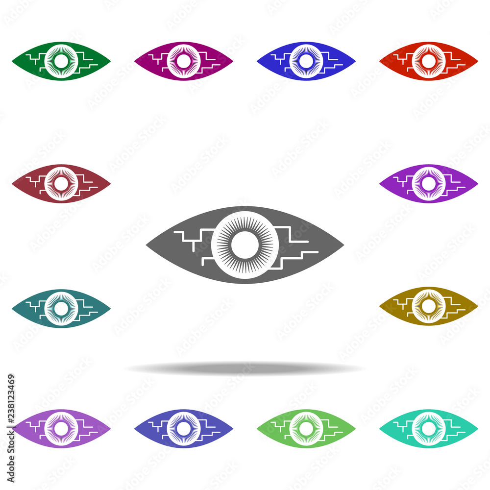 Poster digital eye icon. elements of hacker in multi color style icons. simple icon for websites, web desig