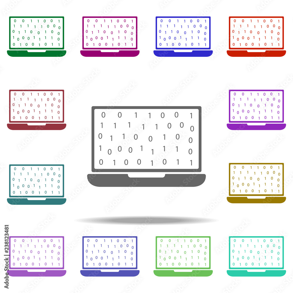 Poster digits in computer icon. elements of hacker in multi color style icons. simple icon for websites, we