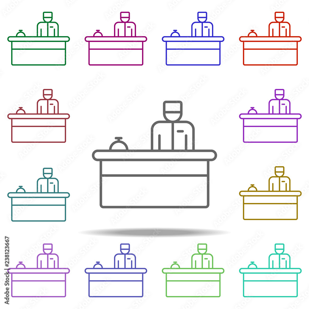 Poster reception in the hotel icon. elements of hotel in multi color style icons. simple icon for websites,