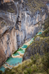 Millpu Lagoon, a series of stunning natural turqoise pools, near the city of Ayacucho, Peru