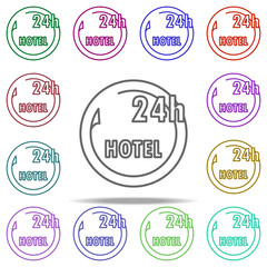 Obraz premium hotel logo 24 hours icon. Elements of Hotel in multi color style icons. Simple icon for websites, web design, mobile app, info graphics