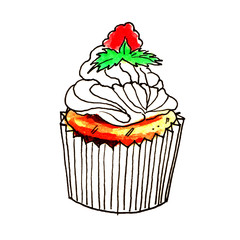 
Cake, dessert, chocolate and pastry, dessert with fruit. The object is isolated on a white background