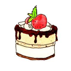 
Cake, dessert, chocolate and pastry, dessert with fruit. The object is isolated on a white background