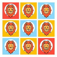 flat emotion face stickers illustration, vector illustration