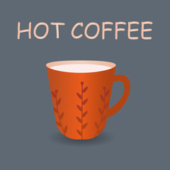 Perfect red cup of coffee with steam. Vector illustration.