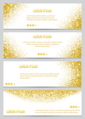 Set of holiday gold glitter banners. 