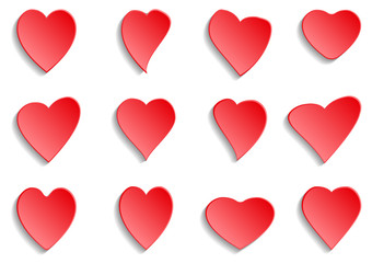 Set of different hearts