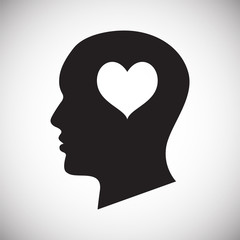 Human head with heart icon on white background for graphic and web design, Modern simple vector sign. Internet concept. Trendy symbol for website design web button or mobile app