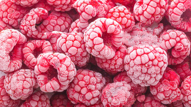 frozen raspberries isolated on white