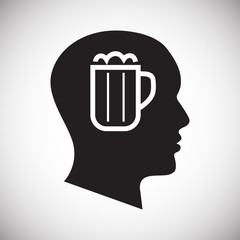 Human head with beer glass icon on white background for graphic and web design, Modern simple vector sign. Internet concept. Trendy symbol for website design web button or mobile app
