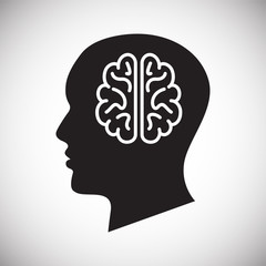 Human head with brains icon on white background for graphic and web design, Modern simple vector sign. Internet concept. Trendy symbol for website design web button or mobile app