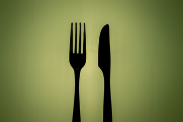 parallel silhouettes fork and spoon