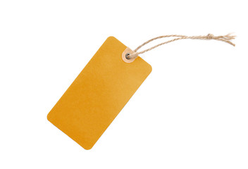 Blank brown cardboard Price tag or label isolated on a white background, File contains with clipping path.