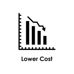 chart, arrow down, lower cost icon. One of business icons for websites, web design, mobile app