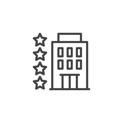 Four star hotel outline icon. linear style sign for mobile concept and web design. Hotel building simple line vector icon. Symbol, logo illustration. Pixel perfect vector graphics