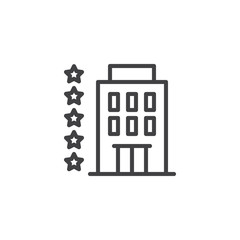 Five star hotel outline icon. linear style sign for mobile concept and web design. Hotel building simple line vector icon. Symbol, logo illustration. Pixel perfect vector graphics