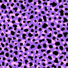 Obraz premium Exotic animal neon skin texture seamless pattern. Pink, purple, and black background. Wallpaper for apparel, textile, wrapping paper, etc. Vector illustration. 