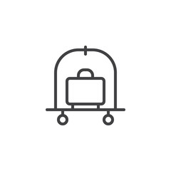 Luggage trolley outline icon. linear style sign for mobile concept and web design. Hotel Trolley simple line vector icon. Symbol, logo illustration. Pixel perfect vector graphics