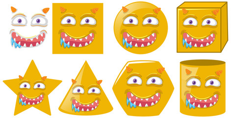 Set of different monster face