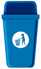 A blue bin on white background