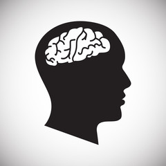 Human head with brains icon on white background for graphic and web design, Modern simple vector sign. Internet concept. Trendy symbol for website design web button or mobile app