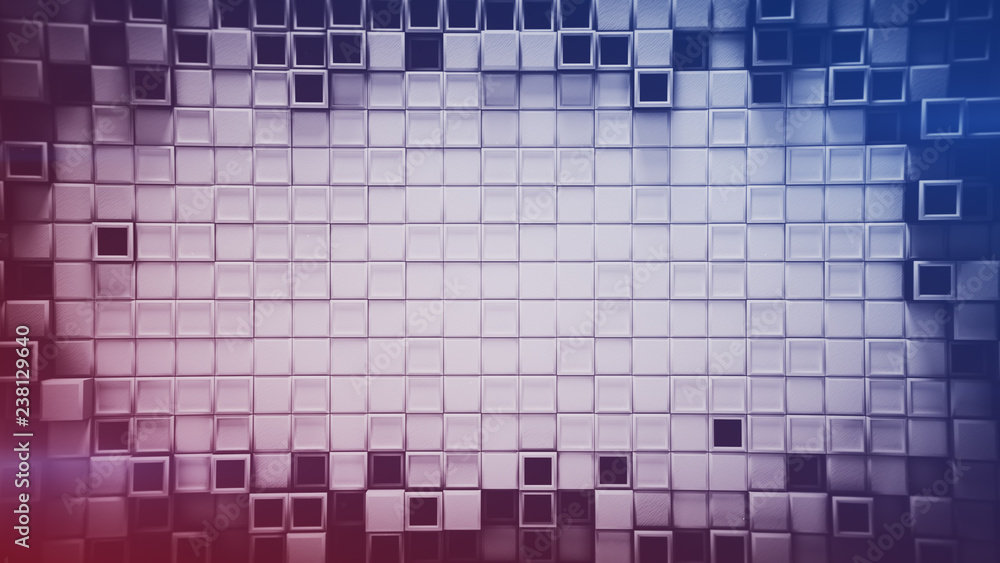 Poster blue and red gradient frame of 3d cubes with free space