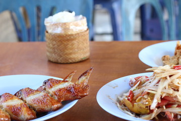 Food in northeast Thailand (papaya salad)