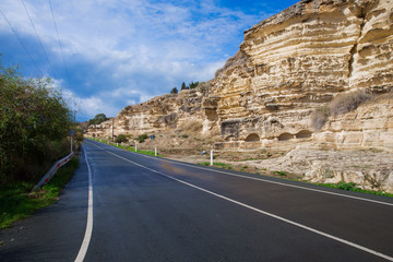 Way and rocks. Hills and nature. Travel photo 2018, december.